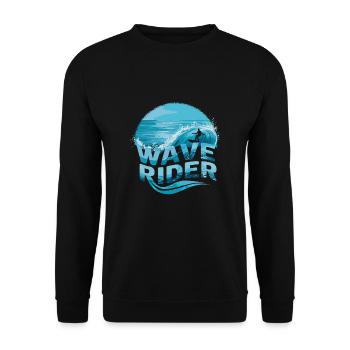Wave Rider Surfen Surfing für Surfer - Unisex Pullover - Schwarz - Vorne - Alina (178cm) & Michal (187cm)