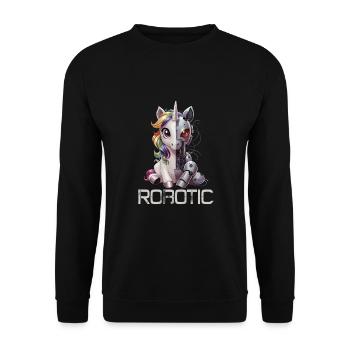 Lustiges Einhorn Roboter Robotic Kuscheln Cyborg - Unisex Pullover - Schwarz - Vorne - Alina (178cm) & Michal (187cm)