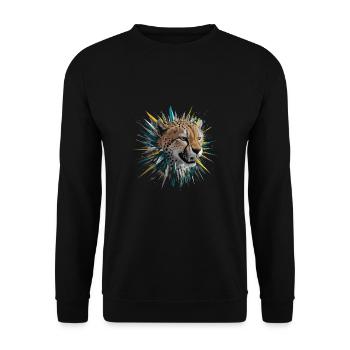 Leopard Raubkatze - Unisex Pullover - Schwarz - Vorne - Alina (178cm) & Michal (187cm)