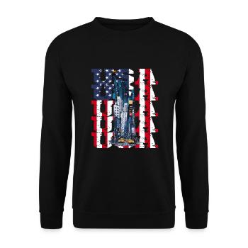 New York City Skyline - Unisex Pullover - Schwarz - Vorne - Alina (178cm) & Michal (187cm)