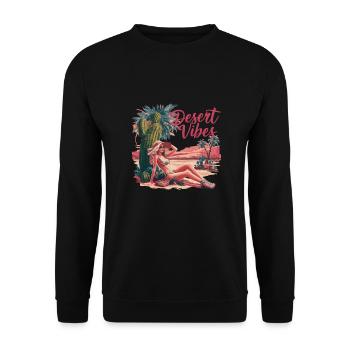 Sonnenuntergang Desert Vibes Urlaub Abenteuer - Unisex Pullover - Schwarz - Vorne - Alina (178cm) & Michal (187cm)