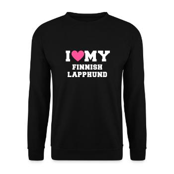 I love my Finnish Lapphund - Unisex Pullover - Schwarz - Vorne - Alina (178cm) & Michal (187cm)