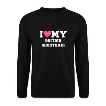 I love my British Shorthair - Unisex Pullover - Schwarz - Vorne - Alina (178cm) & Michal (187cm)
