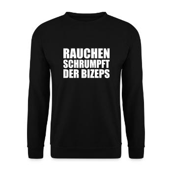 rauchen schrumpft der bizeps - Unisex Pullover - Schwarz - Vorne - Alina (178cm) & Michal (187cm)