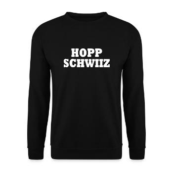 Hopp schwiiz - Unisex Pullover - Schwarz - Vorne - Alina (178cm) & Michal (187cm)