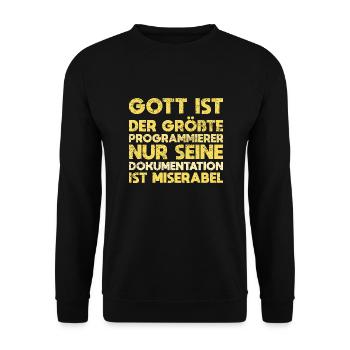 Gott Ist Der Größte Programmierer, Nur Seine... - Unisex Pullover - Schwarz - Vorne - Alina (178cm) & Michal (187cm)