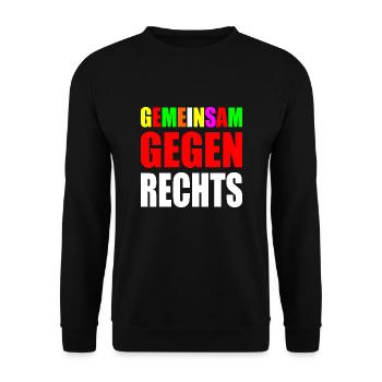 Gemeinsam gegen rechts - Unisex Pullover - Schwarz - Vorne - Alina (178cm) & Michal (187cm)