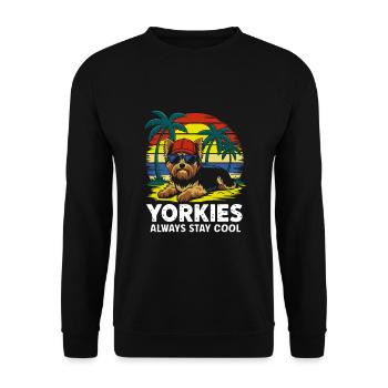 Cool Yorkie Yorkshire Terrier Under Palm Trees - Unisex Sweatshirt - black - Front - Alina (178cm) & Michal (187cm)