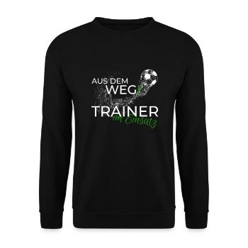 Fußballtrainer Geschenk Shirt lustiger Spruch - Unisex Pullover - Schwarz - Vorne - Alina (178cm) & Michal (187cm)