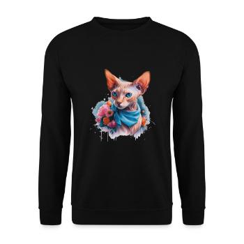 Chat Sphynx pour les amoureux des chats - Sweat-shirt Unisexe - noir - Devant - Alina (178cm) & Michal (187cm)