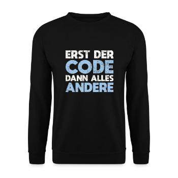 Erst Der Code, Dann Alles Andere - Unisex Pullover - Schwarz - Vorne - Alina (178cm) & Michal (187cm)