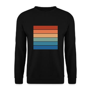 Retro Regenbogen Rechteck Hintergrund Motiv - Unisex Pullover - Schwarz - Vorne - Alina (178cm) & Michal (187cm)