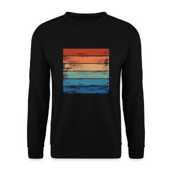 Retro Regenbogen Distressed Hintergrund Motiv - Unisex Pullover - Schwarz - Vorne - Alina (178cm) & Michal (187cm)