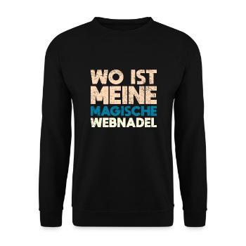 Wo Ist Meine Magische Webnadel - Unisex Pullover - Schwarz - Vorne - Alina (178cm) & Michal (187cm)