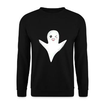 Kawaii Ghost Ghosts Halloween Halloween Costume - Unisex Sweatshirt - black - Front - Alina (178cm) & Michal (187cm)