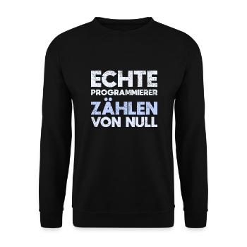 Echte Programmierer Zählen Von Null - Unisex Pullover - Schwarz - Vorne - Alina (178cm) & Michal (187cm)