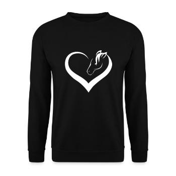 Pferdeliebe - pferd mit Herz logo in weiss - Unisex Pullover - Schwarz - Vorne - Alina (178cm) & Michal (187cm)