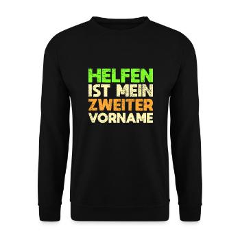 Helfen Ist Mein Zweiter Vorname - Unisex Pullover - Schwarz - Vorne - Alina (178cm) & Michal (187cm)
