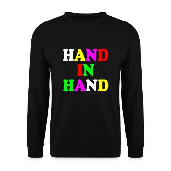 Hand in hand - Unisex Pullover - Schwarz - Vorne - Alina (178cm) & Michal (187cm)
