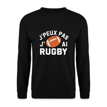 J'peux pas j'ai Rugby - T-shirt Sportif - Sweat-shirt Unisexe - noir - Devant - Alina (178cm) & Michal (187cm)