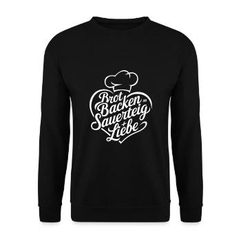 Backen mit Sauerteig und Liebe - Unisex Pullover - Schwarz - Vorne - Alina (178cm) & Michal (187cm)