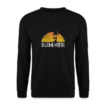 Sommer Summer Palme Geschenk Strand Sonne Möwe - Unisex Pullover - Schwarz - Vorne - Alina (178cm) & Michal (187cm)