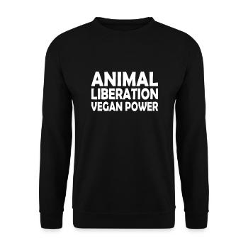 animal liberation Vegan power - Unisex Sweatshirt - black - Front - Alina (178cm) & Michal (187cm)