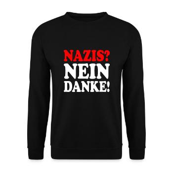 Nazis nein danke - Unisex Pullover - Schwarz - Vorne - Alina (178cm) & Michal (187cm)