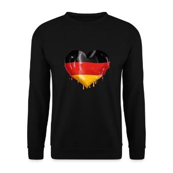 DEUTSCHLAND HERZ DEUTSCHLANDFLAGGE DEUTSCHLAND - Unisex Pullover - Schwarz - Vorne - Alina (178cm) & Michal (187cm)