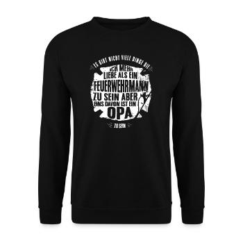 Feuerwehr Opa Tshirt - Unisex Pullover - Schwarz - Vorne - Alina (178cm) & Michal (187cm)