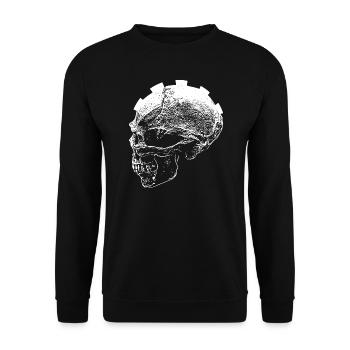 Zahnrad Skull - Unisex Pullover - Schwarz - Vorne - Alina (178cm) & Michal (187cm)