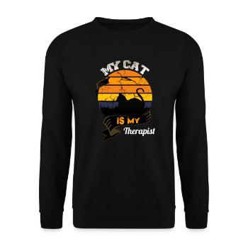 my cat is my therapist - Sweat-shirt Unisexe - noir - Devant - Alina (178cm) & Michal (187cm)