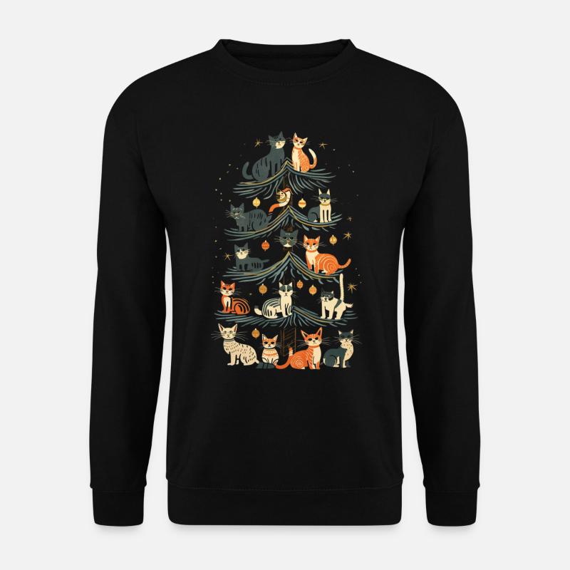 Katzen Tannenbaum Weihnachten Christbaum - Unisex Pullover - Schwarz