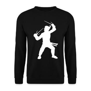 Monk Silhouette - Design Fantasy Role Playing Game - Unisex Sweatshirt - black - Front - Alina (178cm) & Michal (187cm)