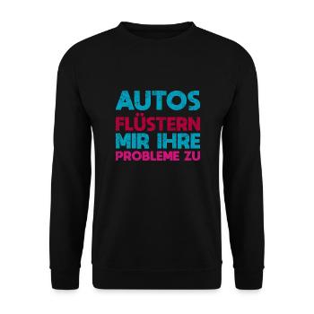Autos Flüstern Mir Ihre Probleme Zu - Unisex Pullover - Schwarz - Vorne - Alina (178cm) & Michal (187cm)