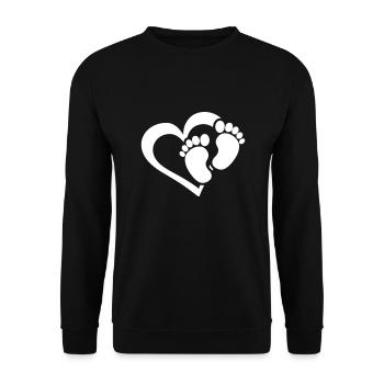 Bébé pieds coeur bébé Grossesse Accouchement - Sweat-shirt Unisexe - noir - Devant - Alina (178cm) & Michal (187cm)