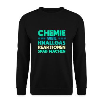 Chemie: Weil Knallgas-Reaktionen Spaß Machen - Unisex Pullover - Schwarz - Vorne - Alina (178cm) & Michal (187cm)