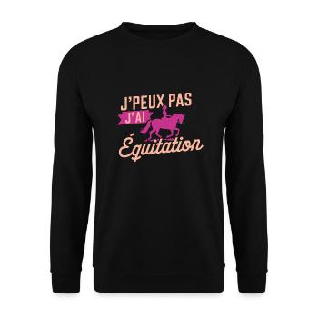 J'peux Pas, J'ai Équitation - Sweat-shirt Unisexe - noir - Devant - Alina (178cm) & Michal (187cm)