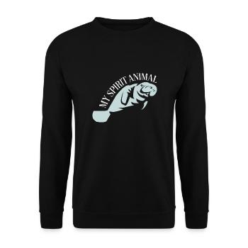 Ich liebe Manatee, Dugong - Unisex Pullover - Schwarz - Vorne - Alina (178cm) & Michal (187cm)