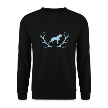 German Wirehaired - Antlers - Silhouette - Unisex Sweatshirt - black - Front - Alina (178cm) & Michal (187cm)