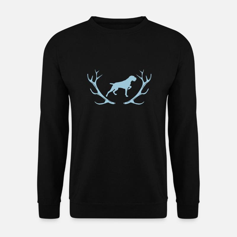 Deutsch Drahthaar - Geweih - Silhouette - Unisex Pullover - Schwarz