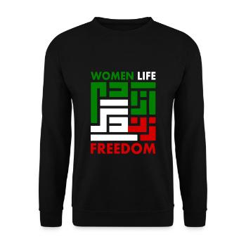 women life freedom Zan zendegi azadi - Unisex Pullover - Schwarz - Vorne - Alina (178cm) & Michal (187cm)