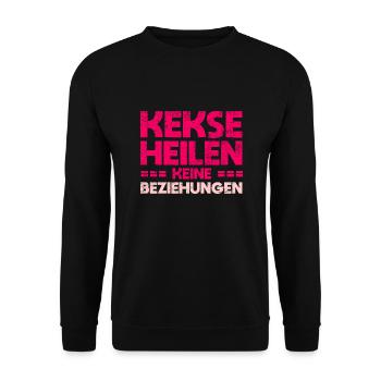 Kekse Heilen Keine Beziehungen - Unisex Pullover - Schwarz - Vorne - Alina (178cm) & Michal (187cm)
