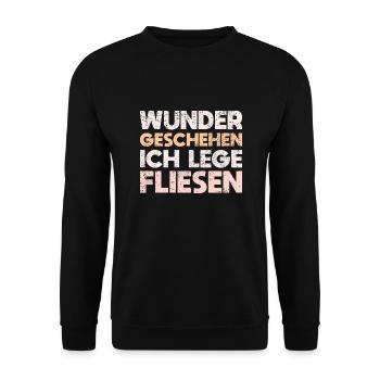 Wunder Geschehen, Ich Lege Fliesen - Unisex Pullover - Schwarz - Vorne - Alina (178cm) & Michal (187cm)