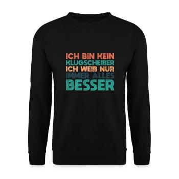 Ich Bin Kein Klugscheißer Ich Weiß Nur... - Unisex Pullover - Schwarz - Vorne - Alina (178cm) & Michal (187cm)
