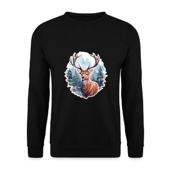 Winter landscape with deer - Unisex Sweatshirt - black - Front - Alina (178cm) & Michal (187cm)