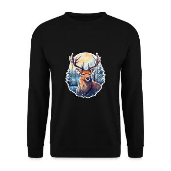 Deer in winter landscape - Unisex Sweatshirt - black - Front - Alina (178cm) & Michal (187cm)