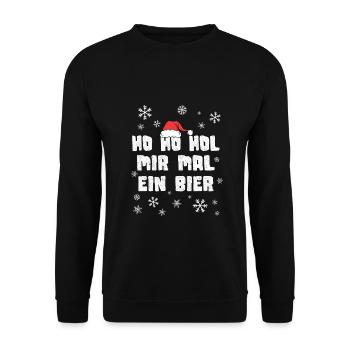 Ho Ho Ho Hol Mir Mal A Beer Ugly Christmas Gift - Unisex Pullover - Schwarz - Vorne - Alina (178cm) & Michal (187cm)