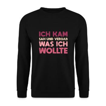 Ich Kam, Sah Und Vergaß, Was Ich Wollte - Unisex Pullover - Schwarz - Vorne - Alina (178cm) & Michal (187cm)