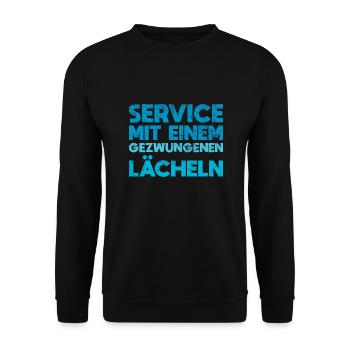 Service Mit Einem Gezwungenen Lächeln - Unisex Pullover - Schwarz - Vorne - Alina (178cm) & Michal (187cm)